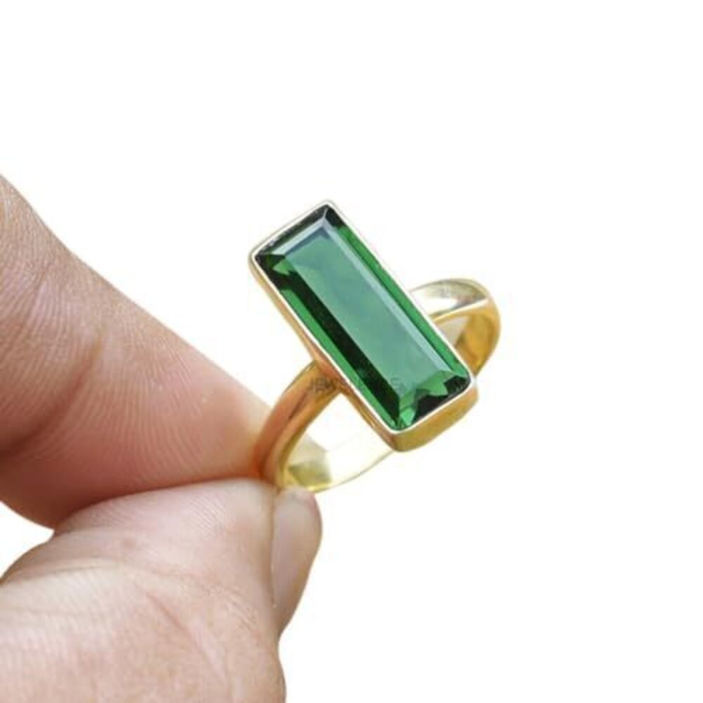 1582 18K Yellow Gold Plated 925 Silver Ring Emerald Ring Sterling Silver